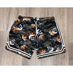 No Boundaries Shorts Mens 2XL Y2K Skulls Camo Mesh Basketball